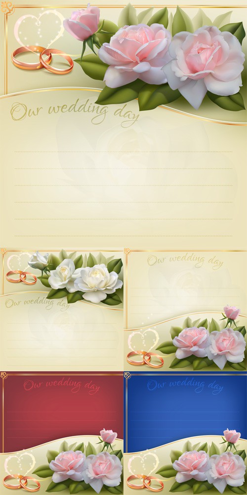 Vector Set - 5 Wedding Invitation Card 