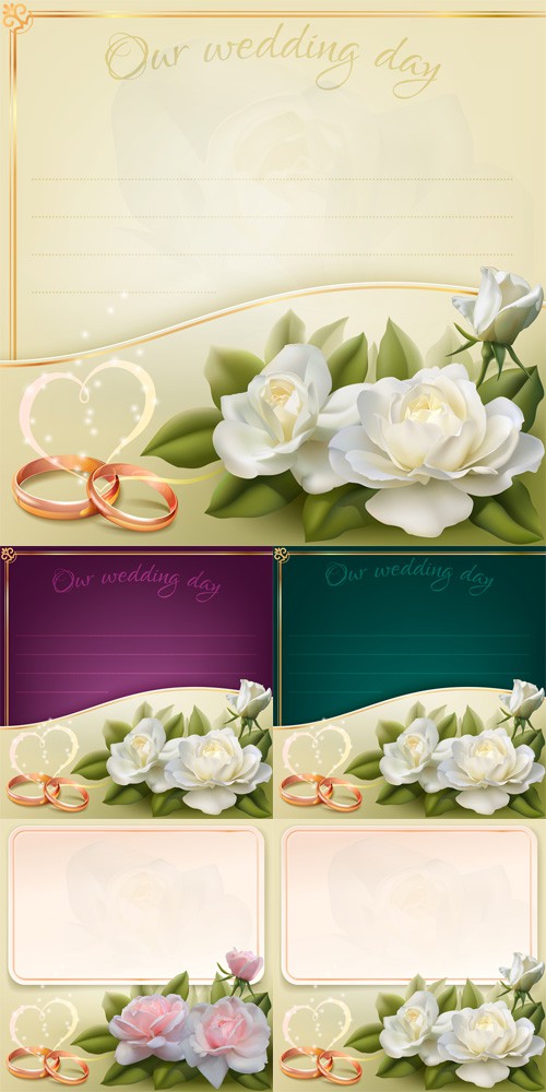 Vector Set - 5 Wedding Invitation Card 2