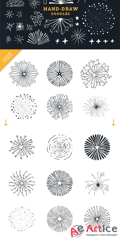 Fireworks - hand draw explosion pack - Creativemarket 108191