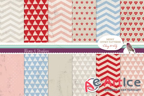 Cherry Red and Sky Blue Digital Graphic Patterns