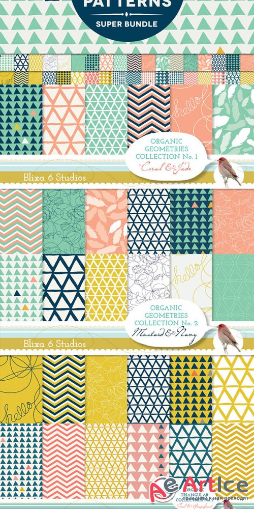 Creativemarket - 35 Organic Geometry Patterns Bundle 28029