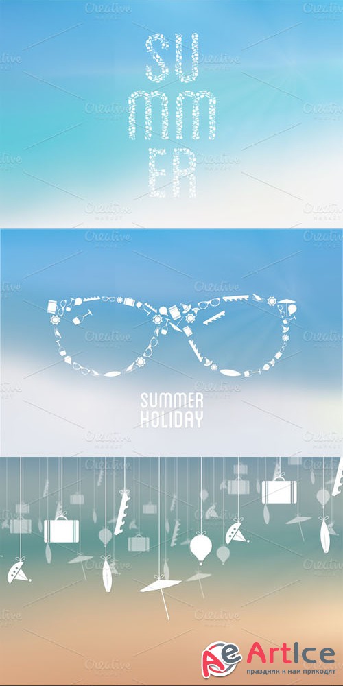 Creativemarket - Vector beach backgrounds 18992