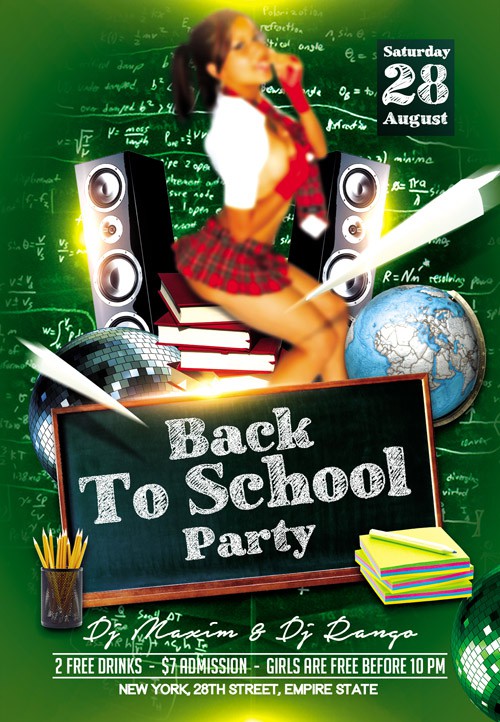 Flyer PSD Template - Back to School Party 2 + Facebook Cover