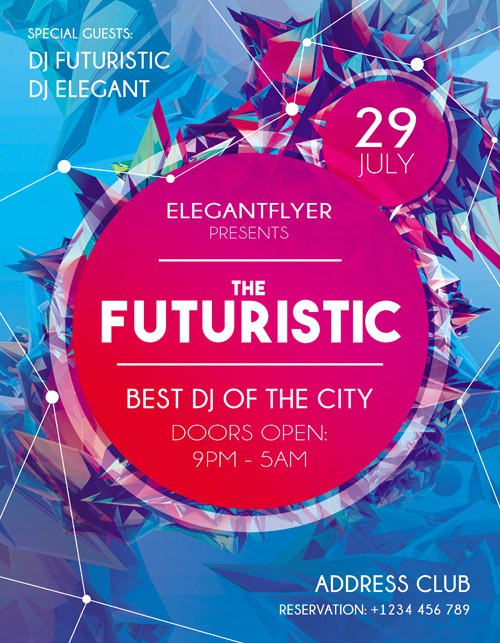 Flyer PSD Template - Futuristic Flyer + Facebook Cover