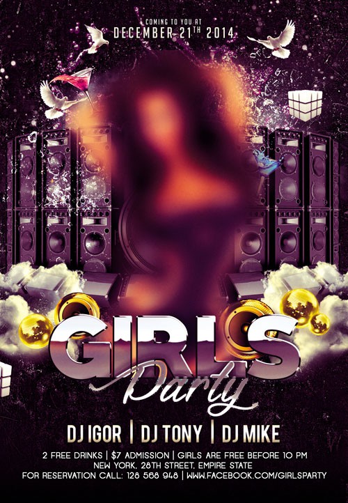 Flyer PSD Template - Girls Night + Facebook Cover