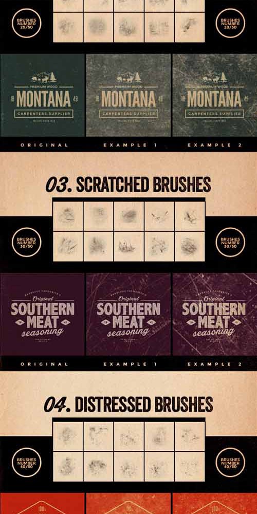 50 Vintage Photoshop Brushes Set