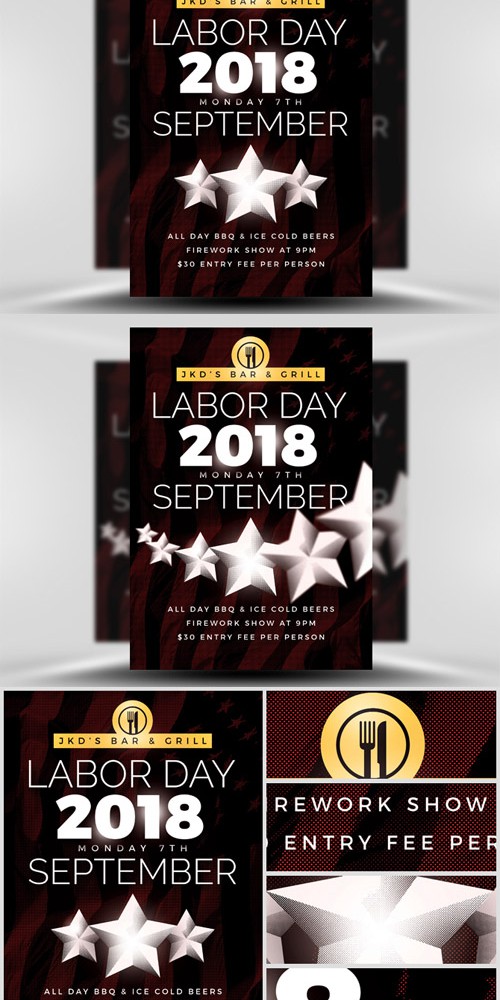 Flyer Template PSD - Simple Labor Day 