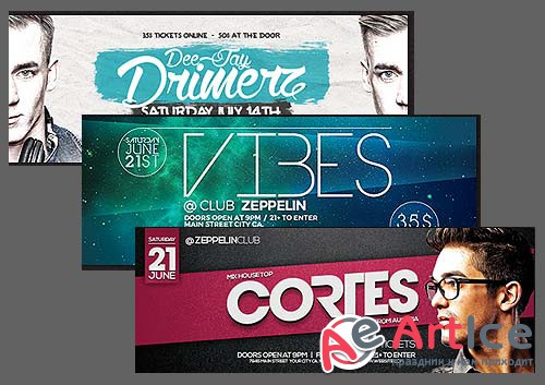 DJ Event Flyers Bundle part 1 +  Facebook Cover