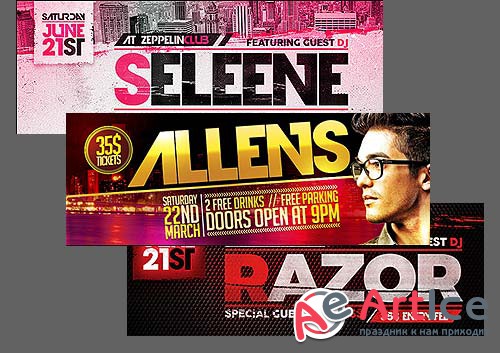 DJ Event Flyers Bundle part 2 +  Facebook Cover