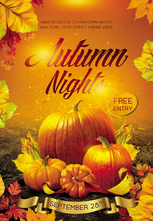 Club flyer PSD Template - Autumn Nights