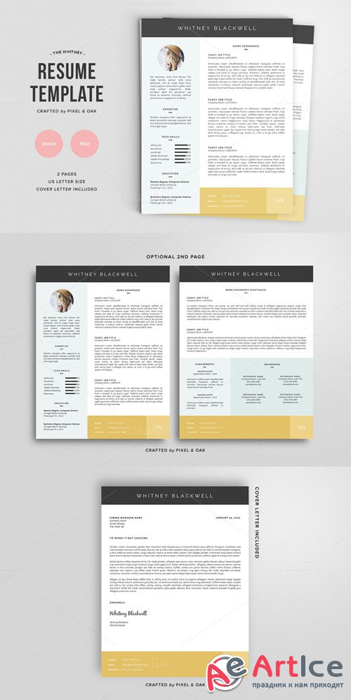 Resume Template | The Whitney 3pk - Creativemarket 135254