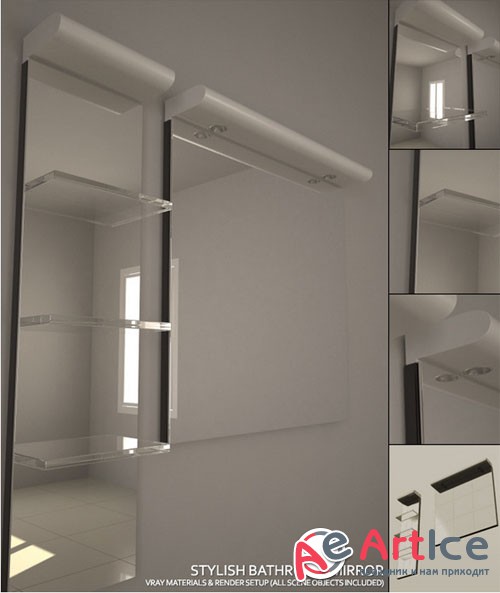 Stylish Bathroom Mirror Set + Complete Vray Setup - 3docean 4701734