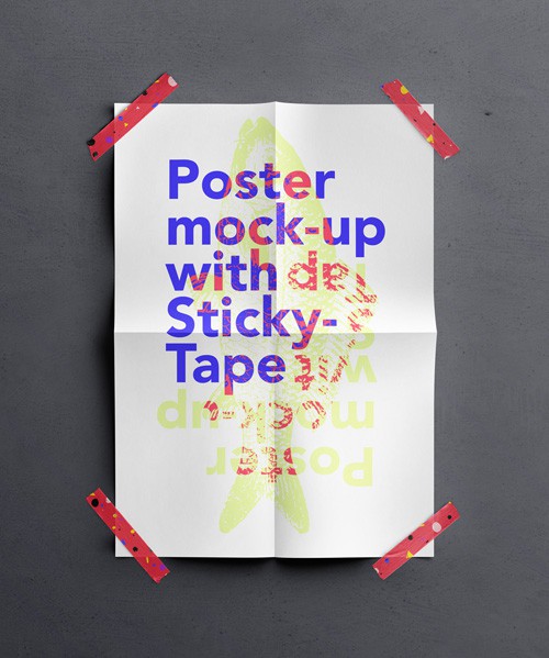 Scotch Tape Psd Poster Mockup