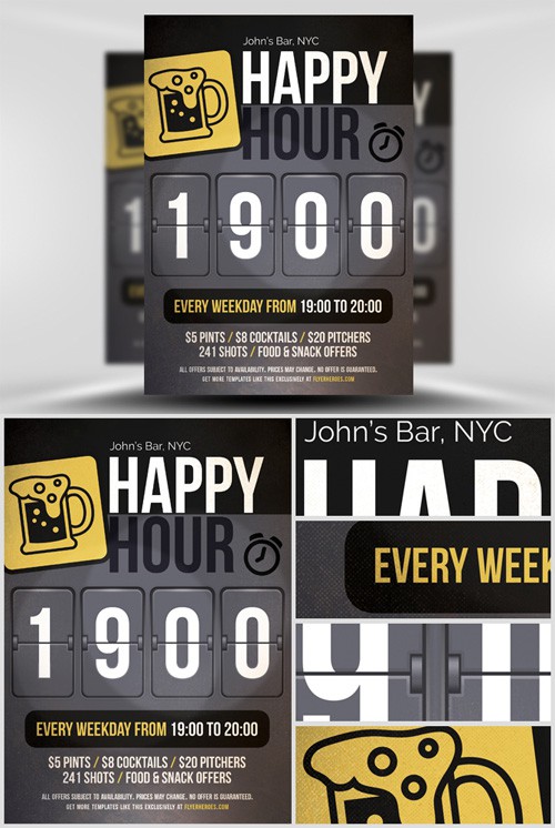 Flyer Template PSD - Happy Hour 