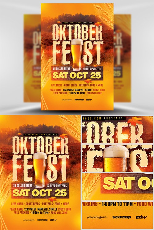 Flyer Template PSD - Rustic Oktoberfest 