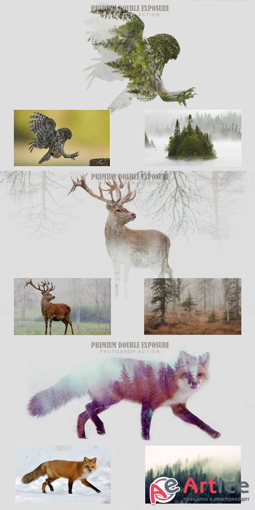 Double Exposure Photoshop Action - Creativemarket 278656