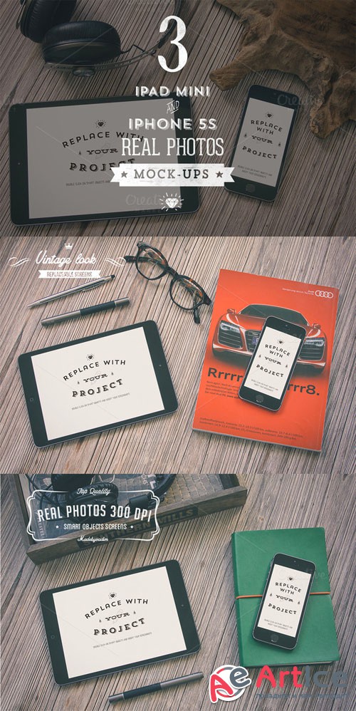 3 Hip iPad & iPhone mock-ups - Creativemarket 39590