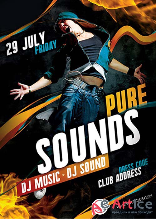 Pure Sounds Flyer Template + Facebook Cover