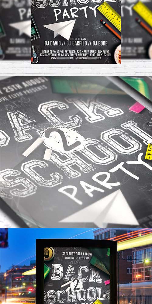 Flyer Template - Back to School Party vol 2 + Facebook Cover