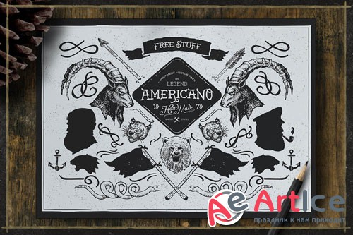 Vintage Americano Ornaments Vector Shapes