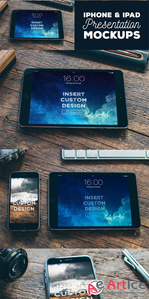 3 iPhone & iPad Presentation Mock-up Templates