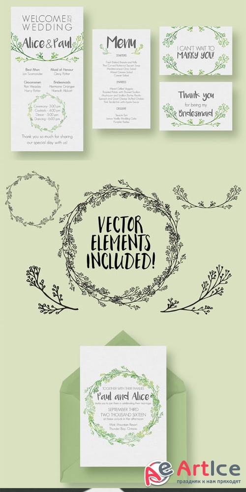 Creativemarket - Hip Wedding Invitation Suite 313959