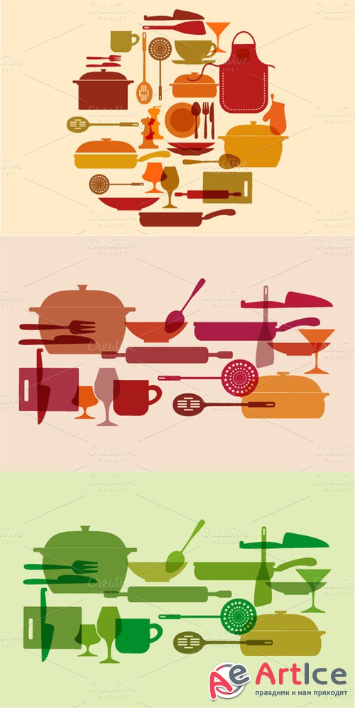 Creativemarket - Kitchenware vector set 18313