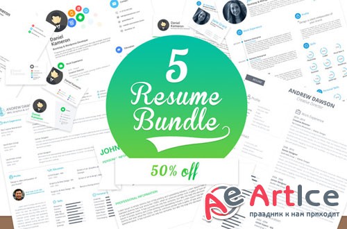 Creativemarket - 5 Resume Bundle 179862