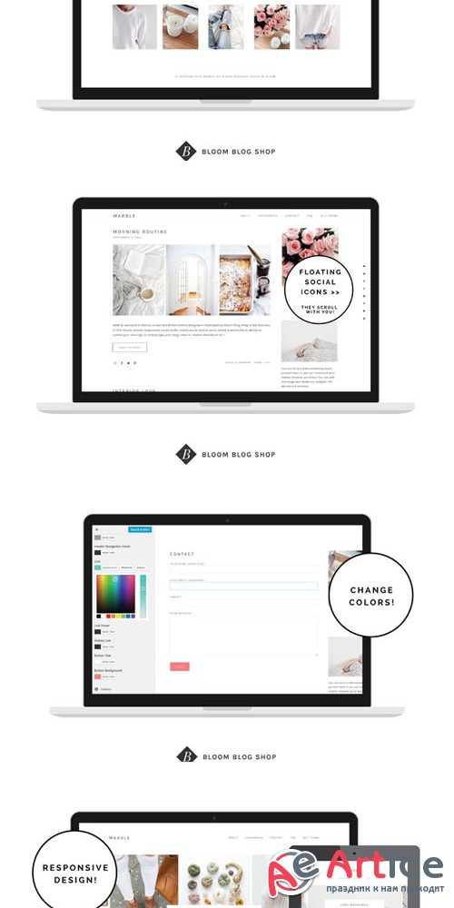 Responsive Minimal Wordpress Theme - Marble - Creativemarket 379452