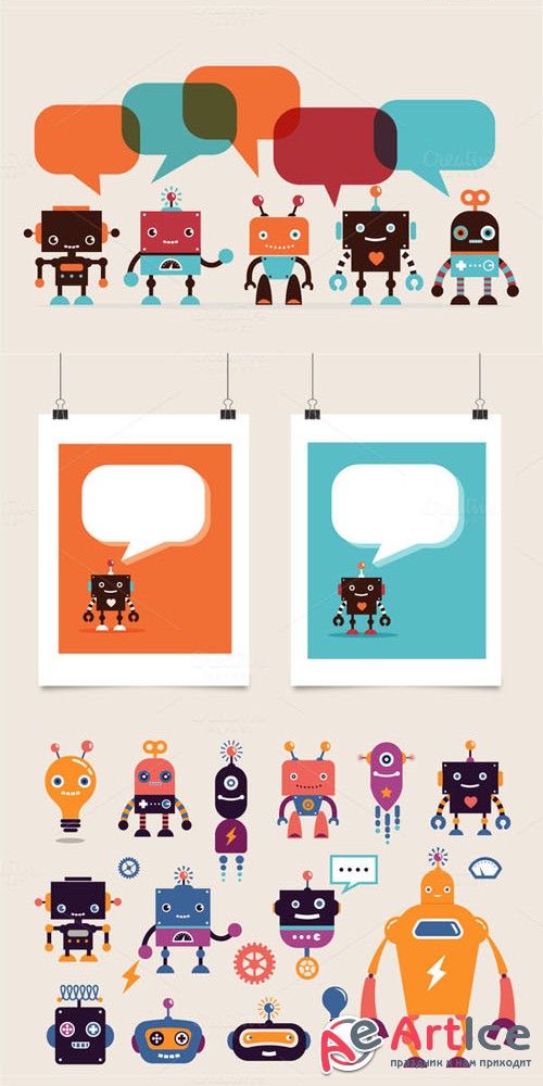 Creativemarket - Vintage robots set 322048