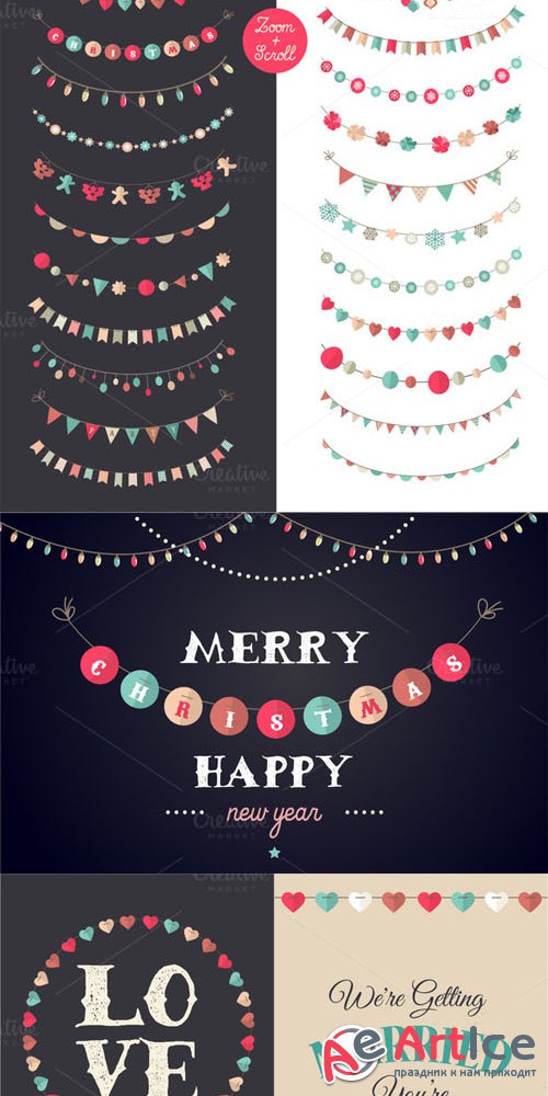 Holidays Garland Brushes set + bonus - Creativemarket 87839