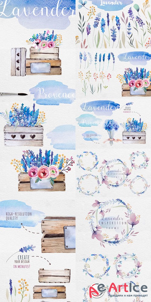 Creativemarket - Lavender watercolor DIY 339663