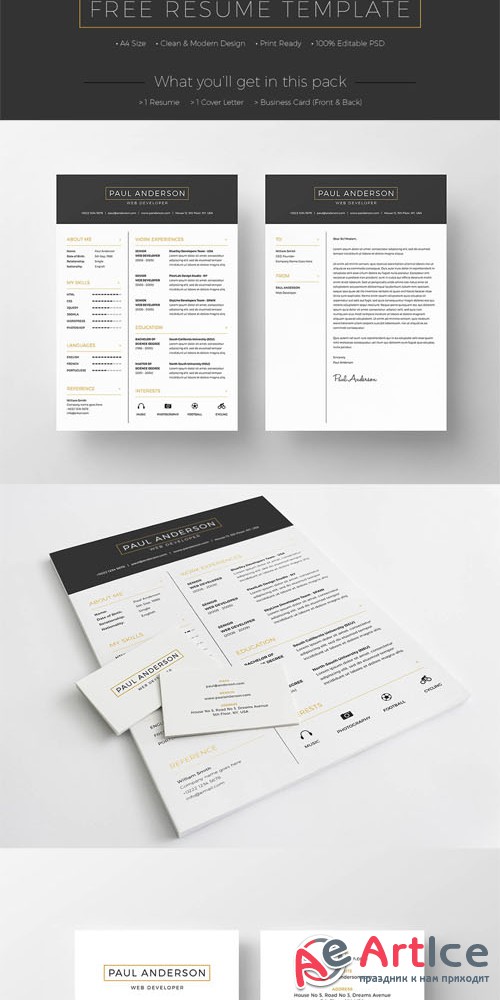 Clean and Modern Design Resume and Business Card Templates