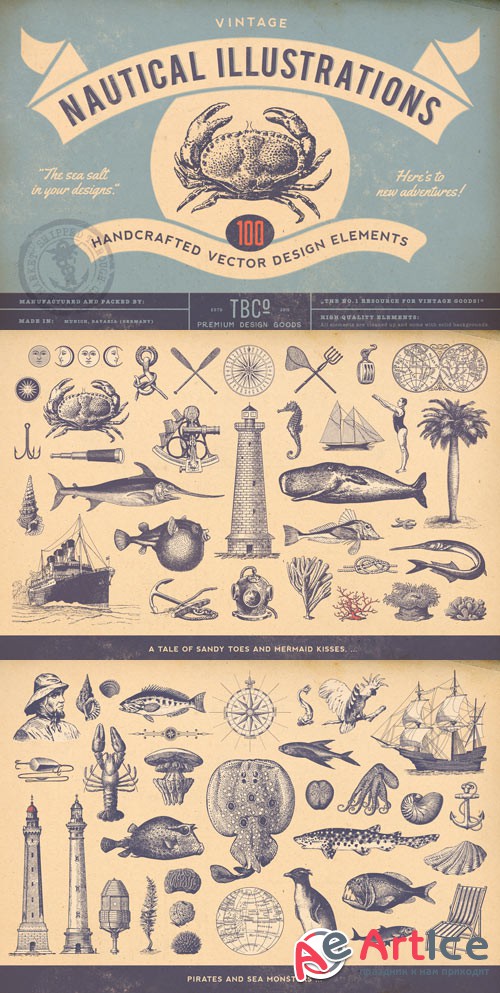 100 Vintage Nautical Illustrations