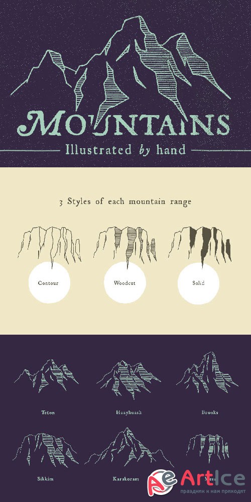 6 Mountain Ranges - By Hand