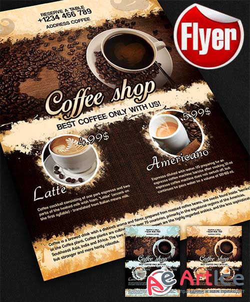 Coffee Shop Design V02 Flyer Template + Facebook Cover