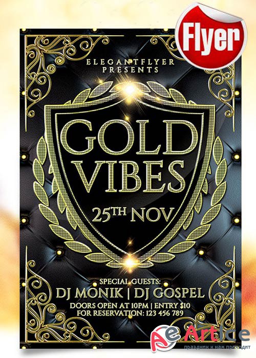 Gold Vibes Flyer Template + Facebook Cover