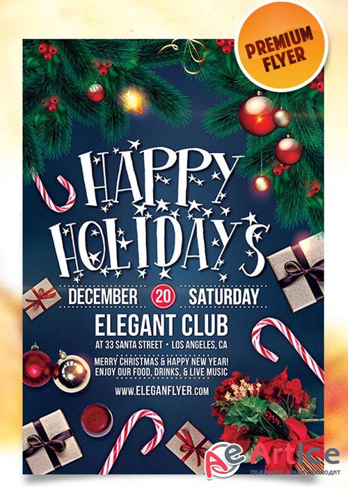 Happy Holidays Flyer Template + Facebook Cover