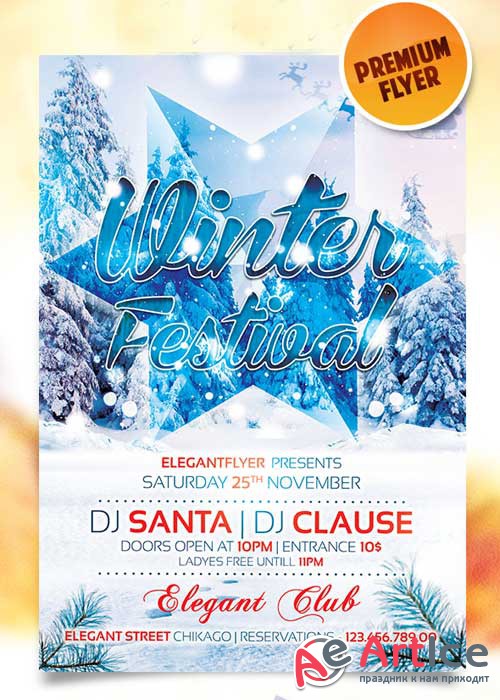 Winter Festival Flyer Template + Facebook Cover