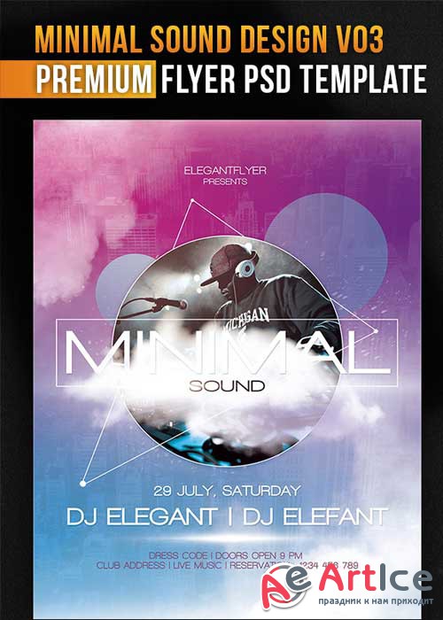 Minimal Sound Design V03 Flyer Template + Facebook Cover