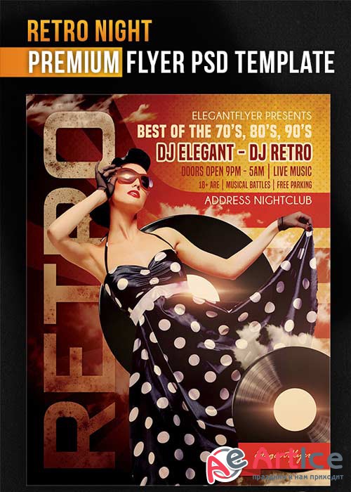 Retro Night Flyer Template + Facebook Cover