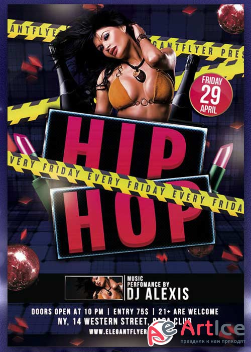 Hip Hop Party Premium Club flyer PSD Template