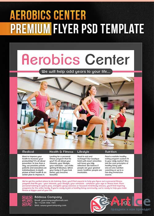 Aerobics Center Flyer PSD Template + Facebook Cover