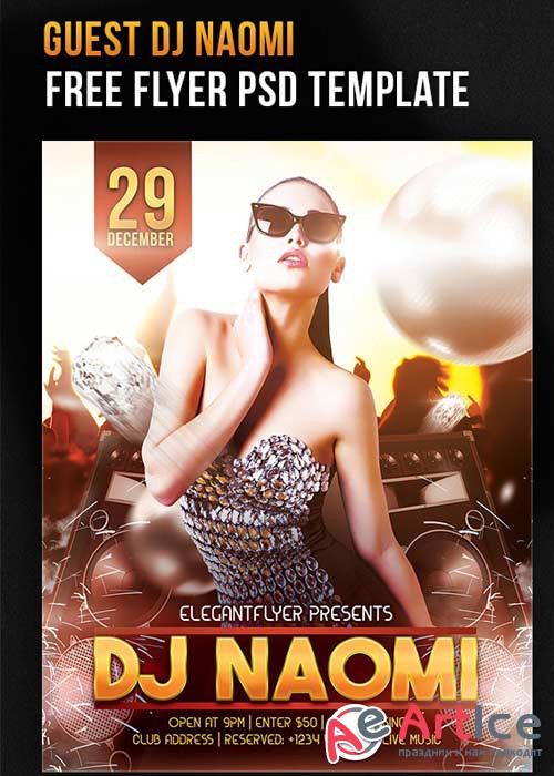 Guest DJ Naomi Flyer PSD Template + Facebook Cover