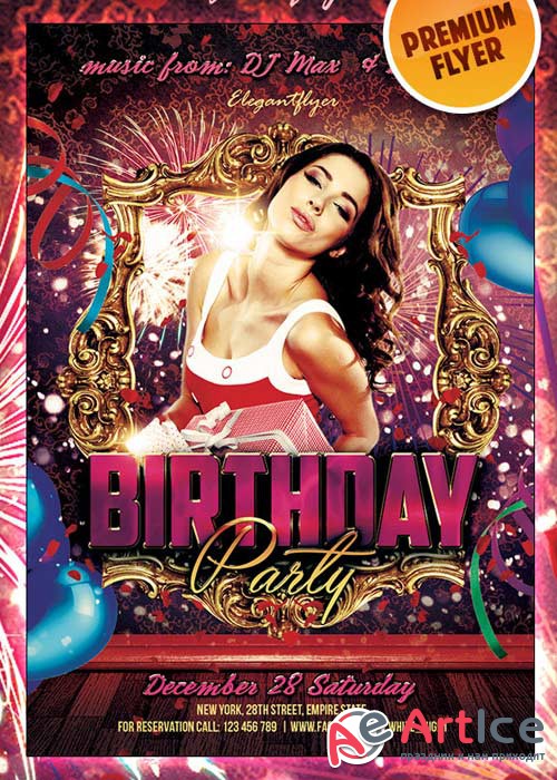 Birthday Party Premium Club flyer PSD Template