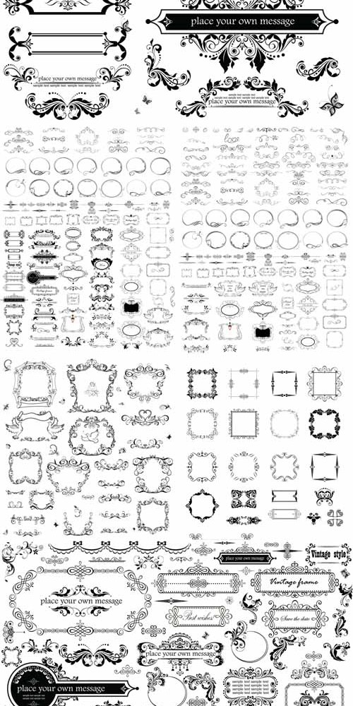 Vector Set of Vintage Frame and Design Elements