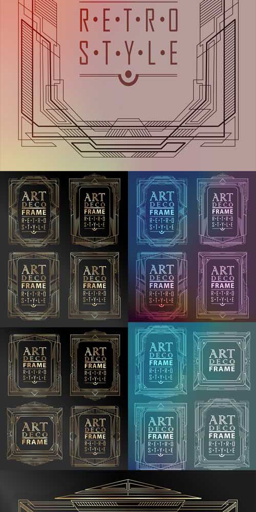 Art deco geometric frames - Vector Set