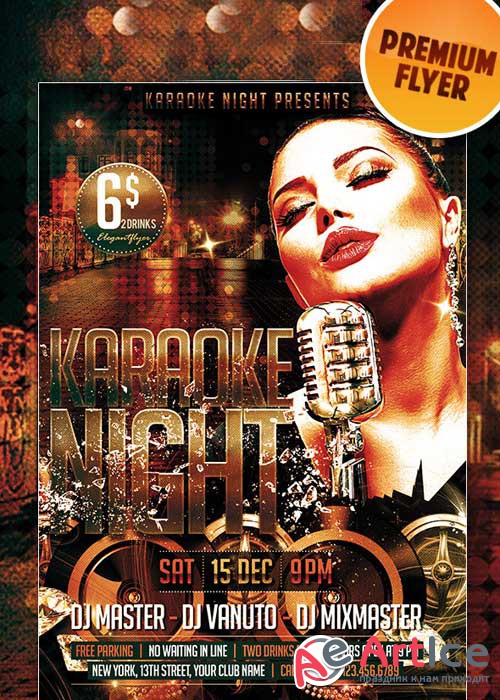 Karaoke Night Premium Club flyer PSD Template