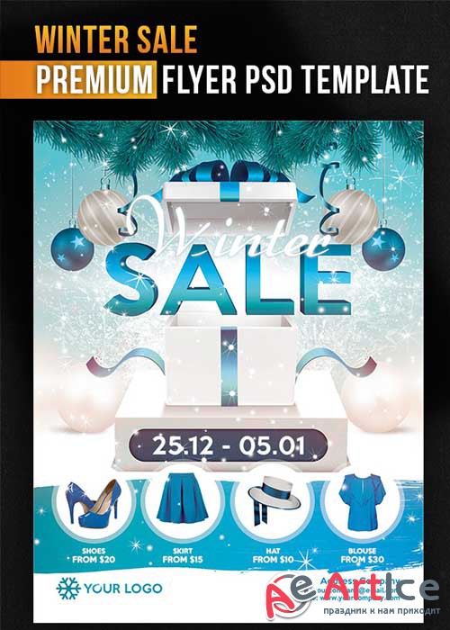 Winter Sale Flyer PSD Template + Facebook Cover