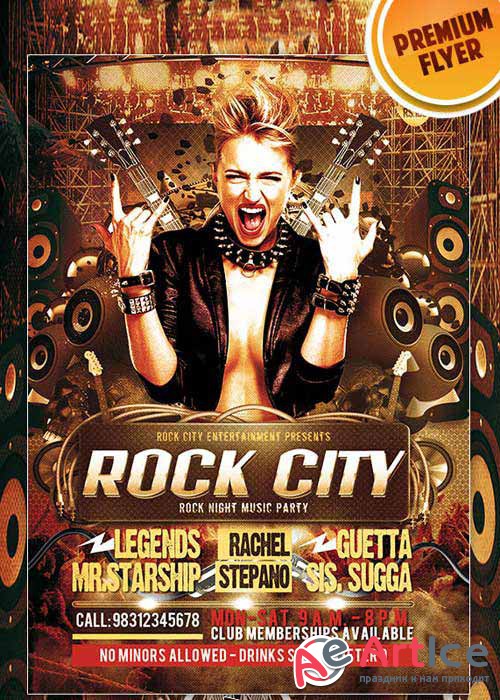 Rock City Premium Club flyer PSD Template